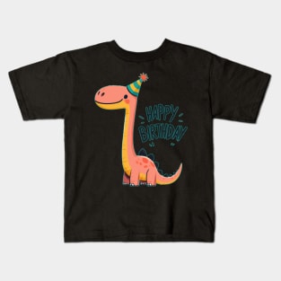 Kawaii Happy Birthday Dinosaur Brontosaurus Party Kids T-Shirt